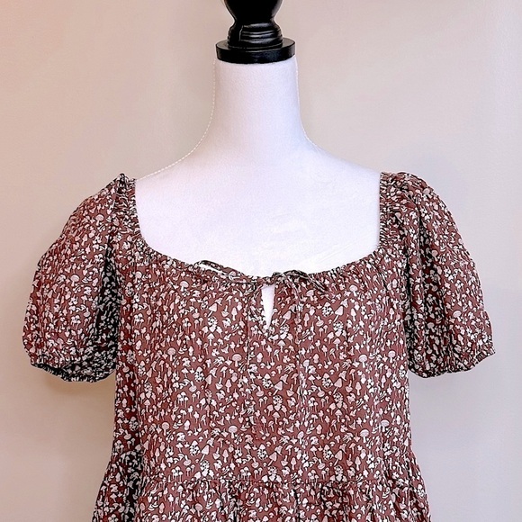 NWT Anthropologie LACAUSA Playa Mini Dress in Cocoa Mushroom Print Size Medium - Picture 8 of 15